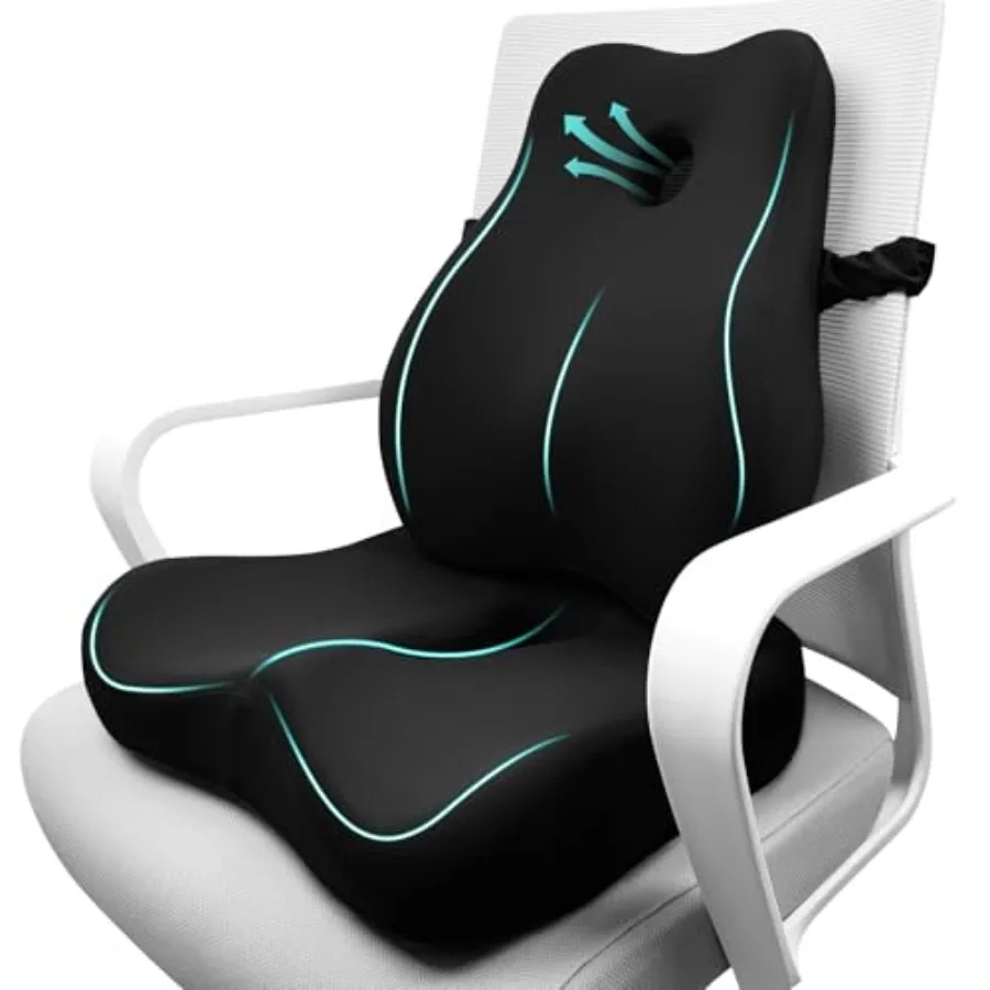 

Комплект подушек для сиденья и поясничной поддержки для офисного кресла: эргономичная подушка для облегчения боли при ишиасе, поддержка спины из пены с эффектом памяти