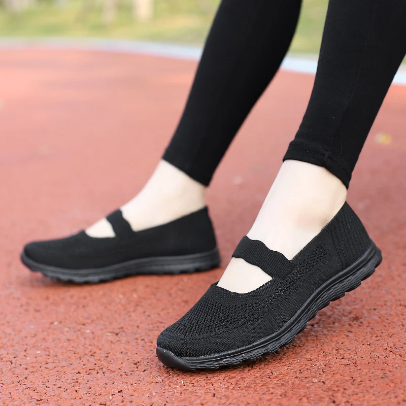 STRONGSHEN Women Casual Flat Shoes Zapatos De Mujer Fashion Breathable Mesh Slip on Shoes Women Outdoor Light Walking Shoes