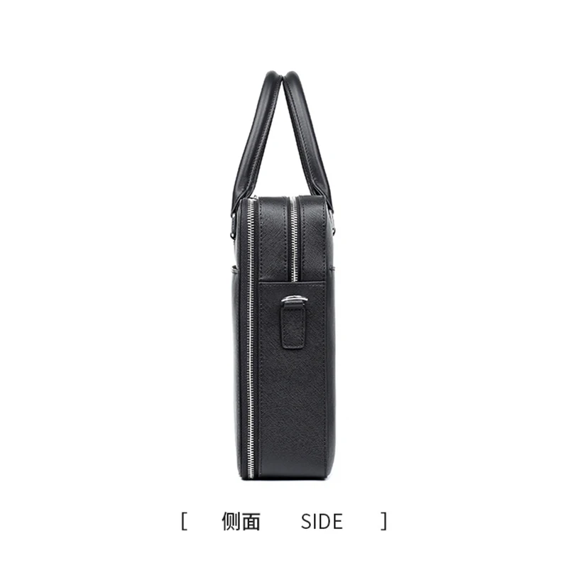 Split Leather Briefcase for Man Luxury Cowhide Vintage Executive Laptop Document Handbag Tote Shoulder Business Portable Bag
