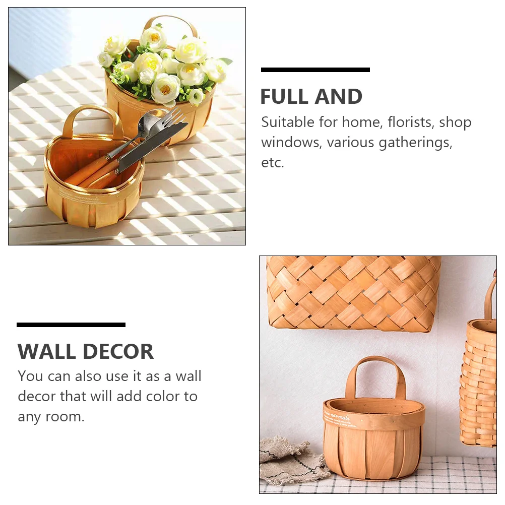 

1 pc Handmade Wall Hanging Portable Retro Gift Storage Basket For Home Florist Shop Vintage Woven Container Vegetable Fruit