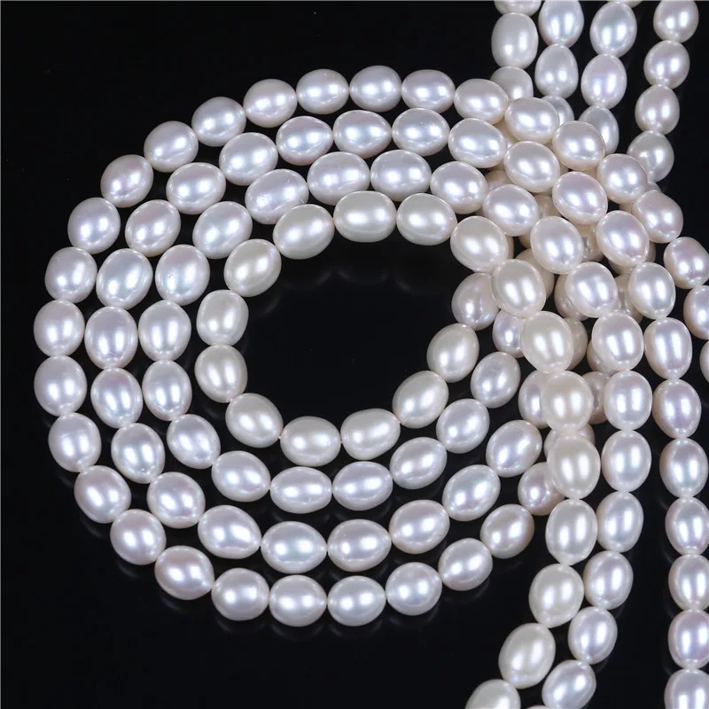 

AAA Grade High Quality 8-9mm Rice shape white freshwater pearl strand