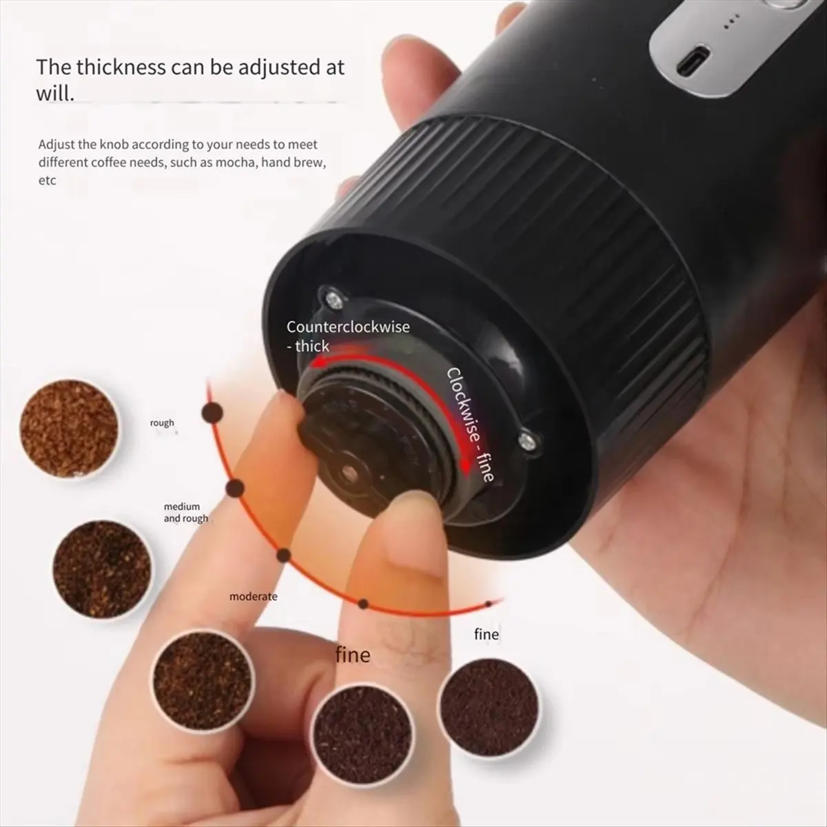 N14R Top Portable Electric Coffee Grinder with USB, Ceramic Grinding Core, Portable Design, Ideal for Travel and Home Use