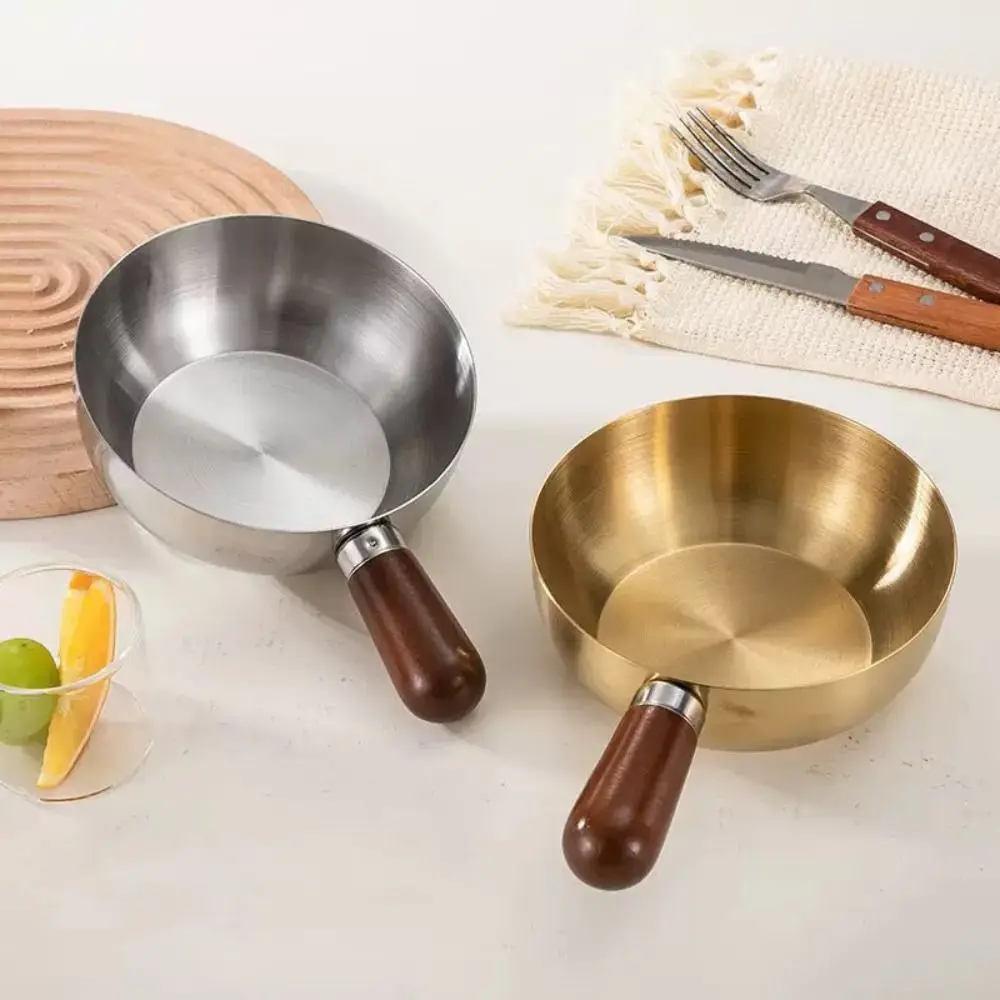 

Heat-Resistant Stainless Steel Bowl High Temperature Resistant Drop Resistant Wooden Handle Bowl Thick Anti Scalding