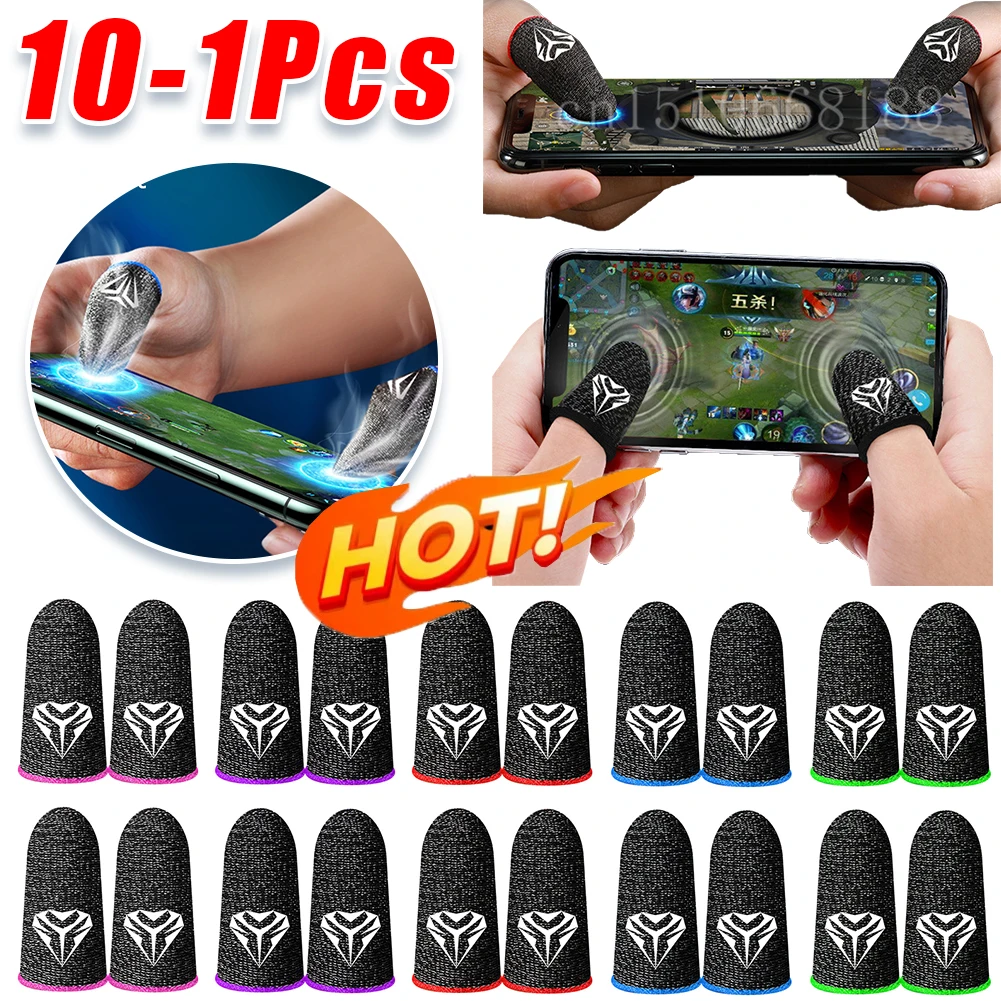 2-10Pcs Mobile Game Fingertip Gloves Sweatproof Anti-slip Touch Screen Finger Sleeve Breathable Gaming Fingertip Cover for Gamer