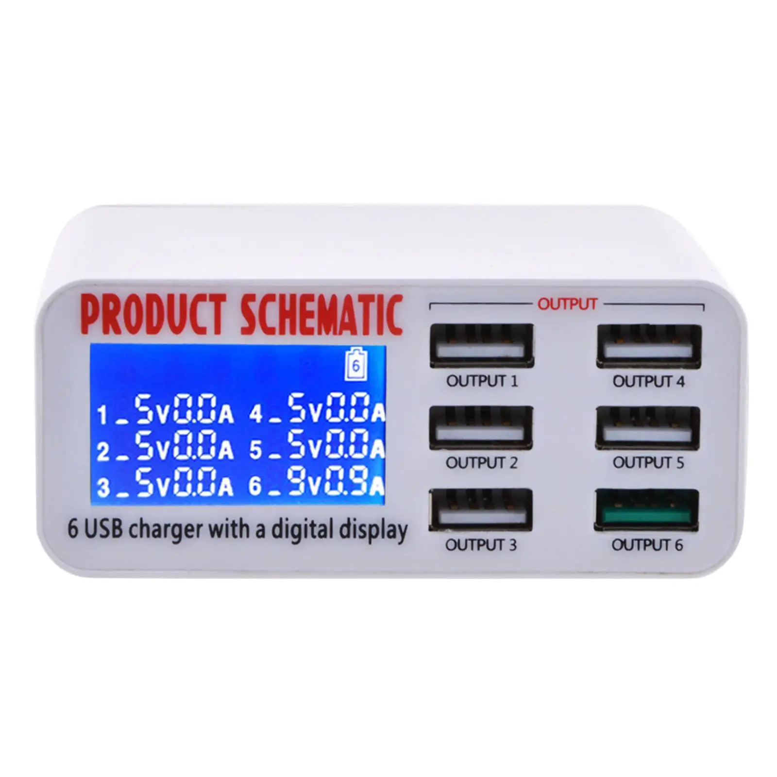 Smart Charging Station USB Multi-device Safe Fast Charge Hub Six-port Desktop Charger for Universal Mobile Phone