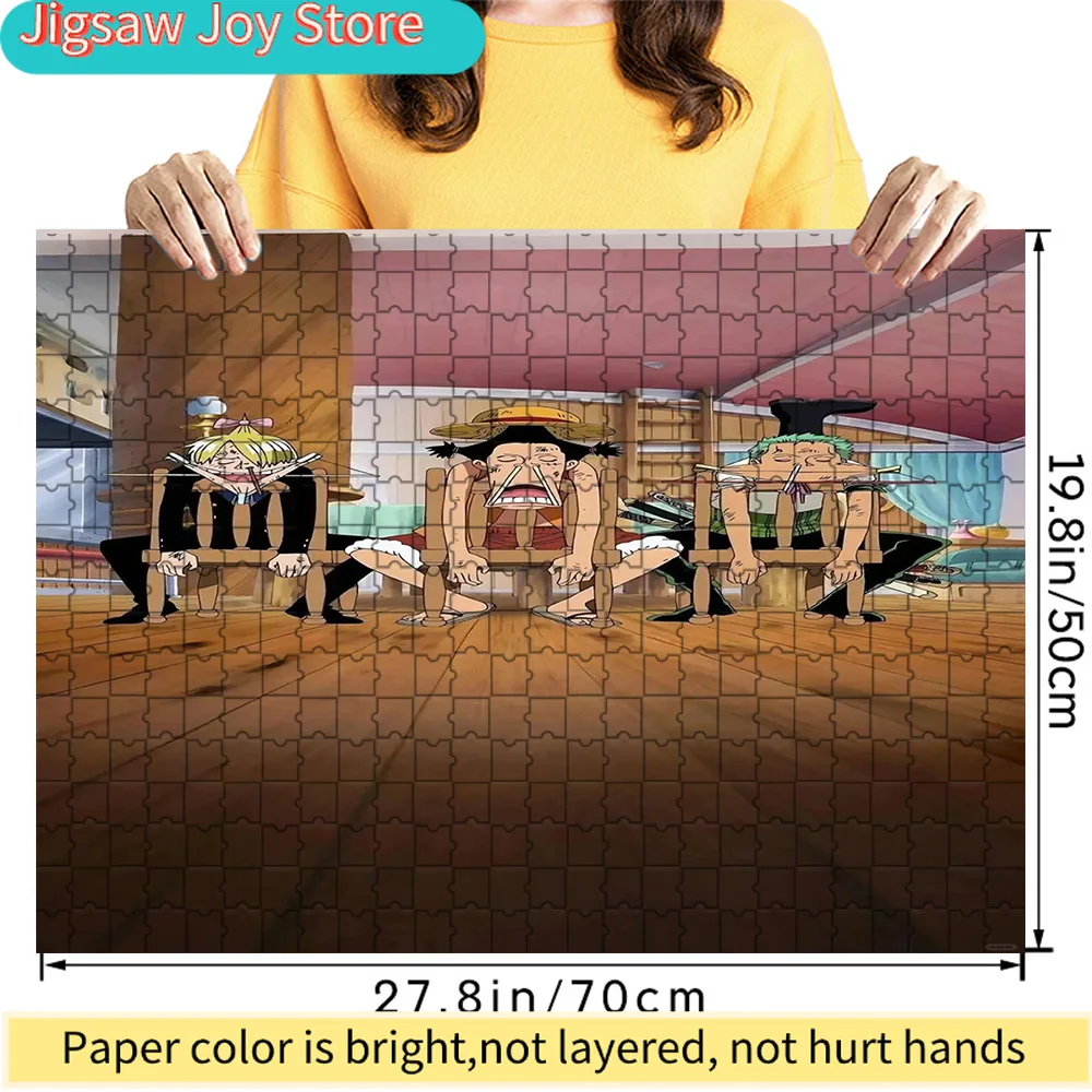 

Премиум-пазл из бумаги: Луффи, Санджи, Зоро, забавная сцена сидения на стуле, аниме-арт с кораблем Тысяча Солнц, высококачественный картон