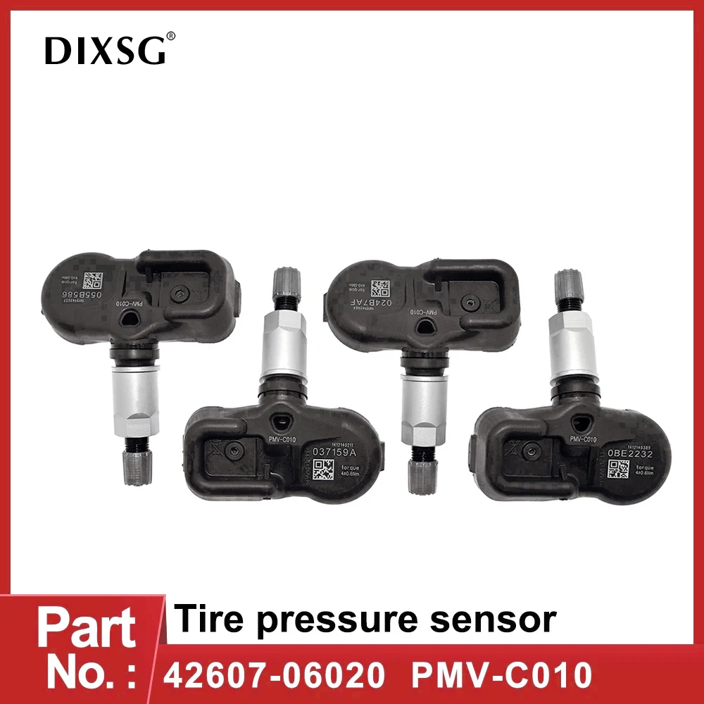 Substituição do monitor de pressão do pneu para rodas de carro, sensor TPMS, Toyota, Camry, Corolla, Lexus, 42607-06020, PMV-C010, PMVC010, 4pcs