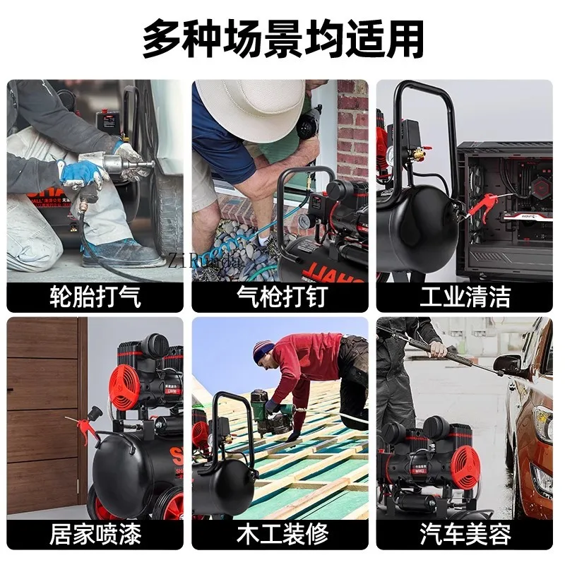 Grande compressor de ar 220v, bomba industrial silenciosa sem óleo 380v