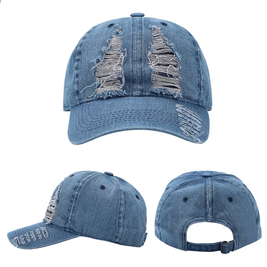 Unisex Sport Baseball Cap for Women Men Retro Wash Water Jeans Sun Hat Cotton Handfeeling Streetwear Hip Hop Denim Summer Hat