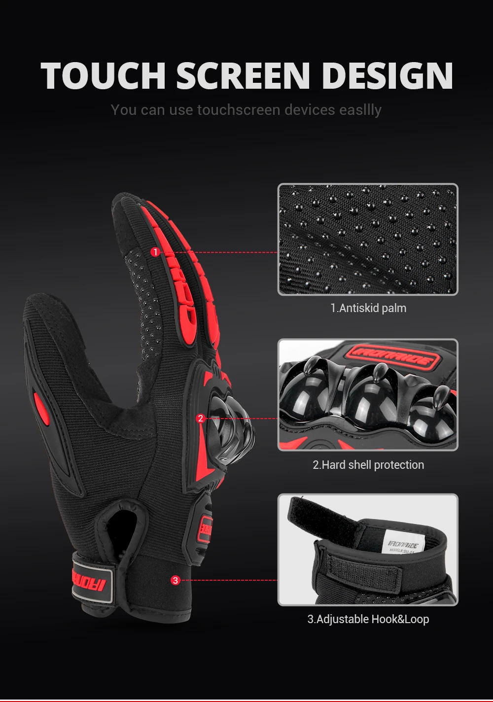 Motorrad Handschuhe Sommer Wasserdichte Touchscreen Voll Finger Handschuhe Schutz Anti-herbst Guantes Moto Nicht-slip Reiten Handschuhe – Detail 8