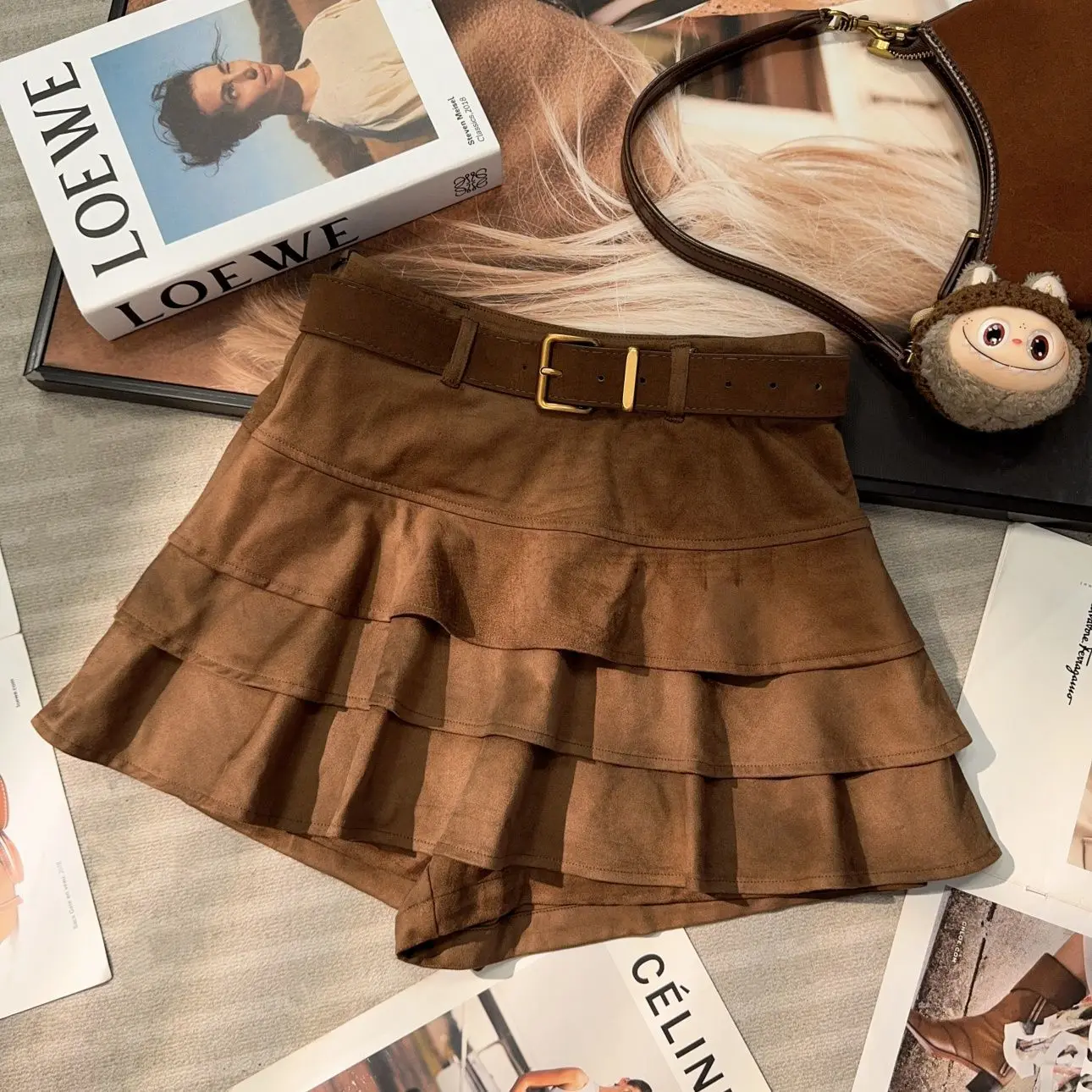 กระโปรงสั้นทรงเอวสูงลายเสือดาว สไตล์เรโทรสุดแซ่บ สำหรับผู้หญิง คอลเลคชั่นใหม่ ฤดูใบไม้ร่วงและฤดูหนาว ปี 2025