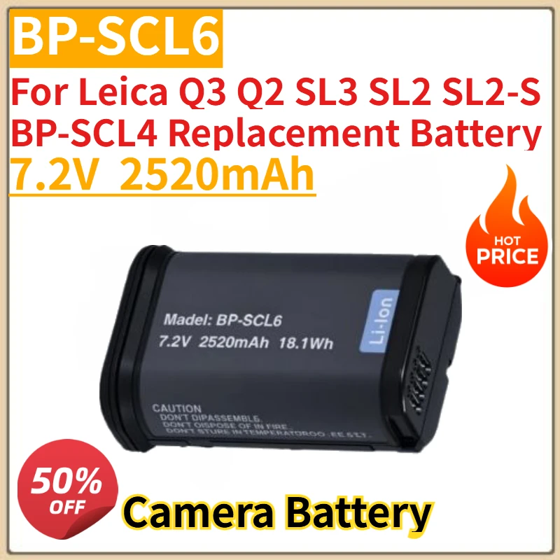 

High Quality New BP-SCL6 Camera Battery 7.2V 2520mAh for Leica Q3 Q2 SL3 SL2 SL2-S BP-SCL4 Replacement Battery