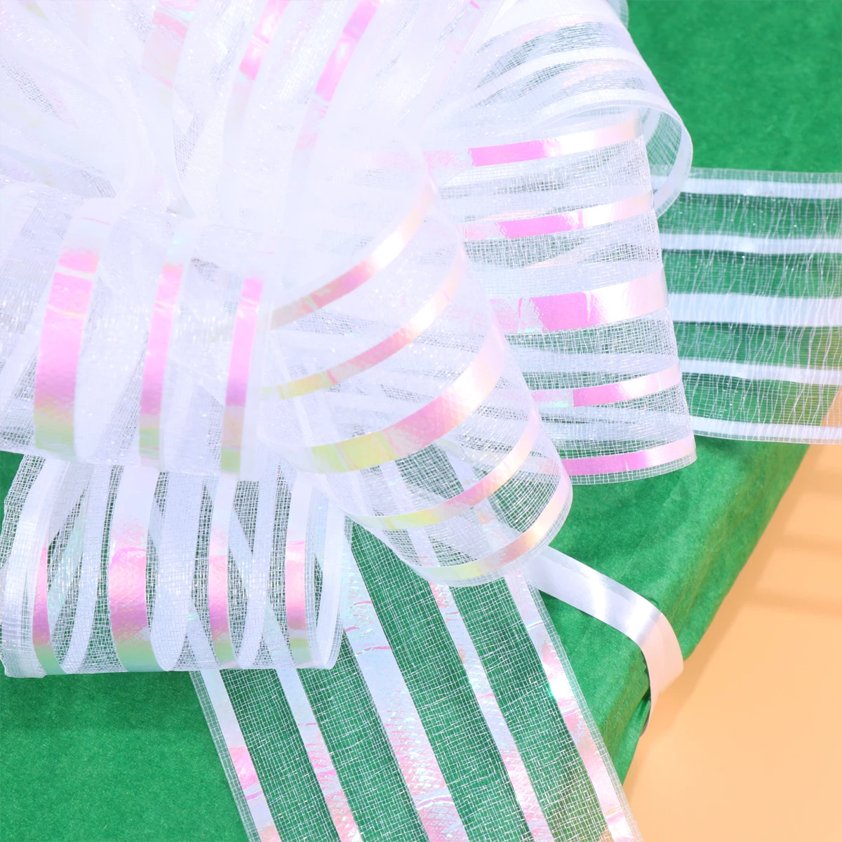 

10 Pcs Wedding Decor Yarn Ball Flower Pull Bows for Gift Basket Gifts Decoration White