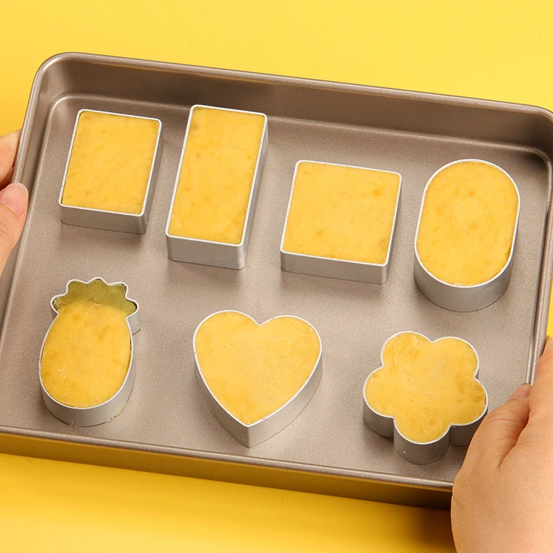 1Set Frosting Biscuit Mold Press-type Stainless Steel Press-cutting Mold Baking Household Pineapple Cake Mold