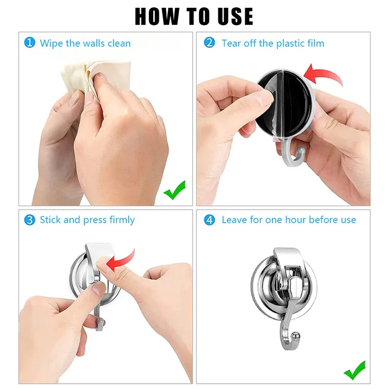 TOPMAYA Pengait Vakum Tugas Berat 2Pcs Gantungan Tanpa Bekas yang Dapat Digunakan Kembali untuk Kamar Mandi, Dapur, dan Ruang Tamu