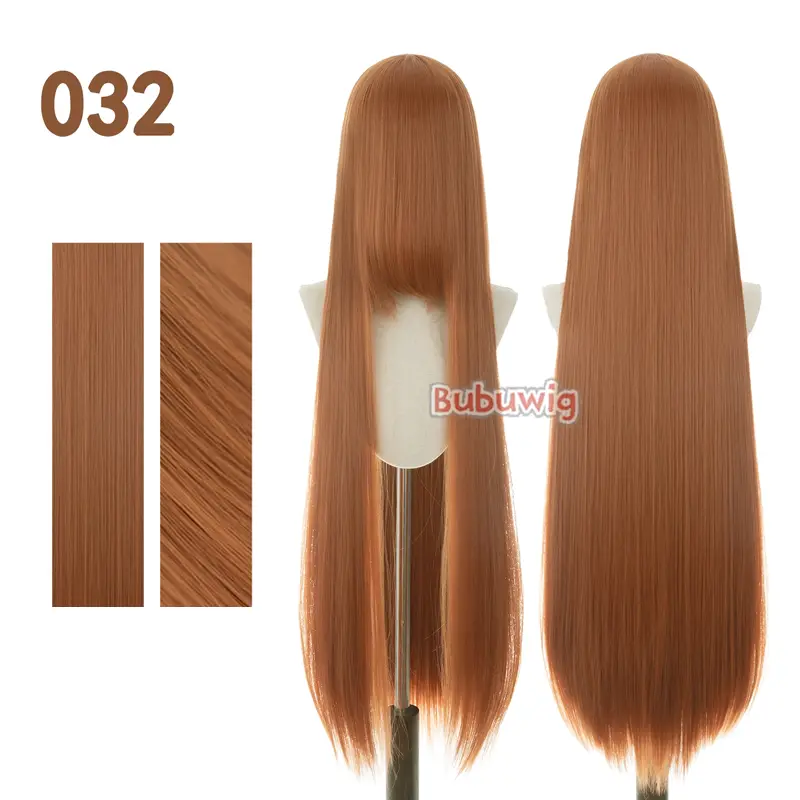 Bubuwig Synthetic Hair 100cm Long Straight Pure Color Cosplay Wigs Over 100 Colors Black White Red Blue Brown Wig Heat Resistant - Image 16