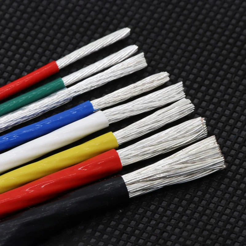 Cable de cobre electrónico Flexible, Cable plateado, resistente a altas temperaturas, Multicolor, 1M, 0,15mm, 2-10mm, 2 Fett
