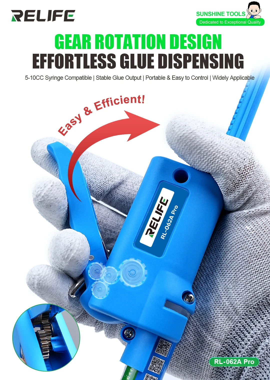 RELIFE RL-062A RL-062 Pro Manual Glue Gun 10cc Solder Flux Dispenser Welding Oil Solder Paste UV Needle Booster Propulsion Tool