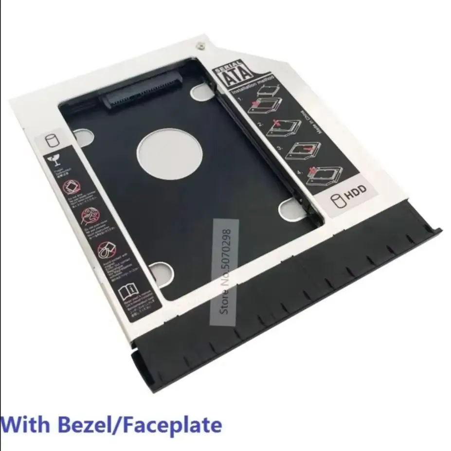 With Bezel Panel 9.5mm 2nd Secondary 2.5 Hard Drive HDD SSD Optical bay Caddy Frame Bracket Tray for Toshiba C55-B5350 C55-B5270