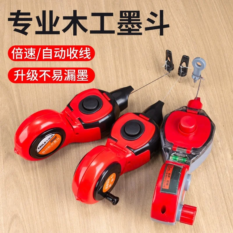 Carpenter Ink Line Marker Automatic Scribing Tool Construction String Ink Box  Woodworking Marking Scriber Layout Measuring Tool