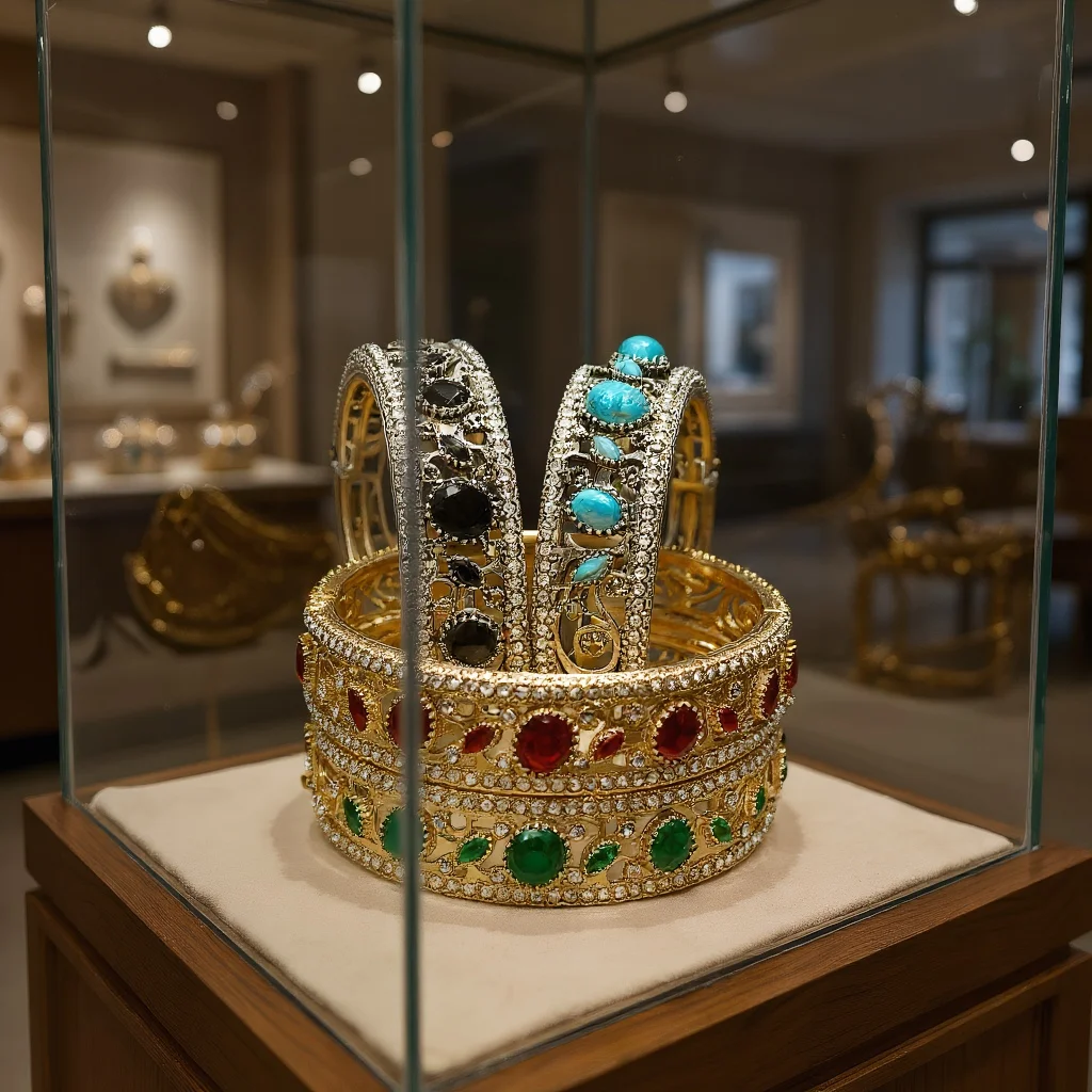 Vintage Türkische Armreifen Runde Harz-Armbänder für Frauen Antik-Goldfarben Schmuck Böhmischer Manschettenarmreif