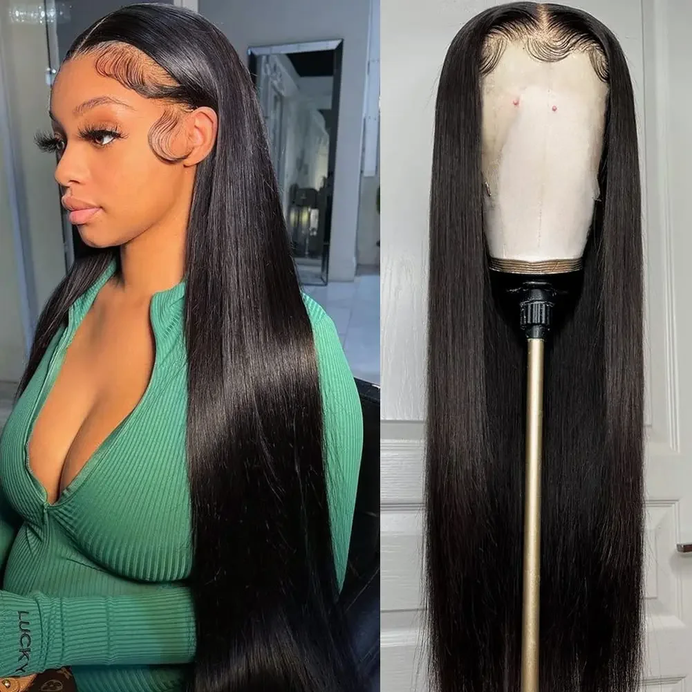 

Iris Queen 12A 13x4 Straight HD Lace Front Human Hair Wigs Pre Plucked 180 Density Transparent Lace Frontal Wig with Baby Hair f