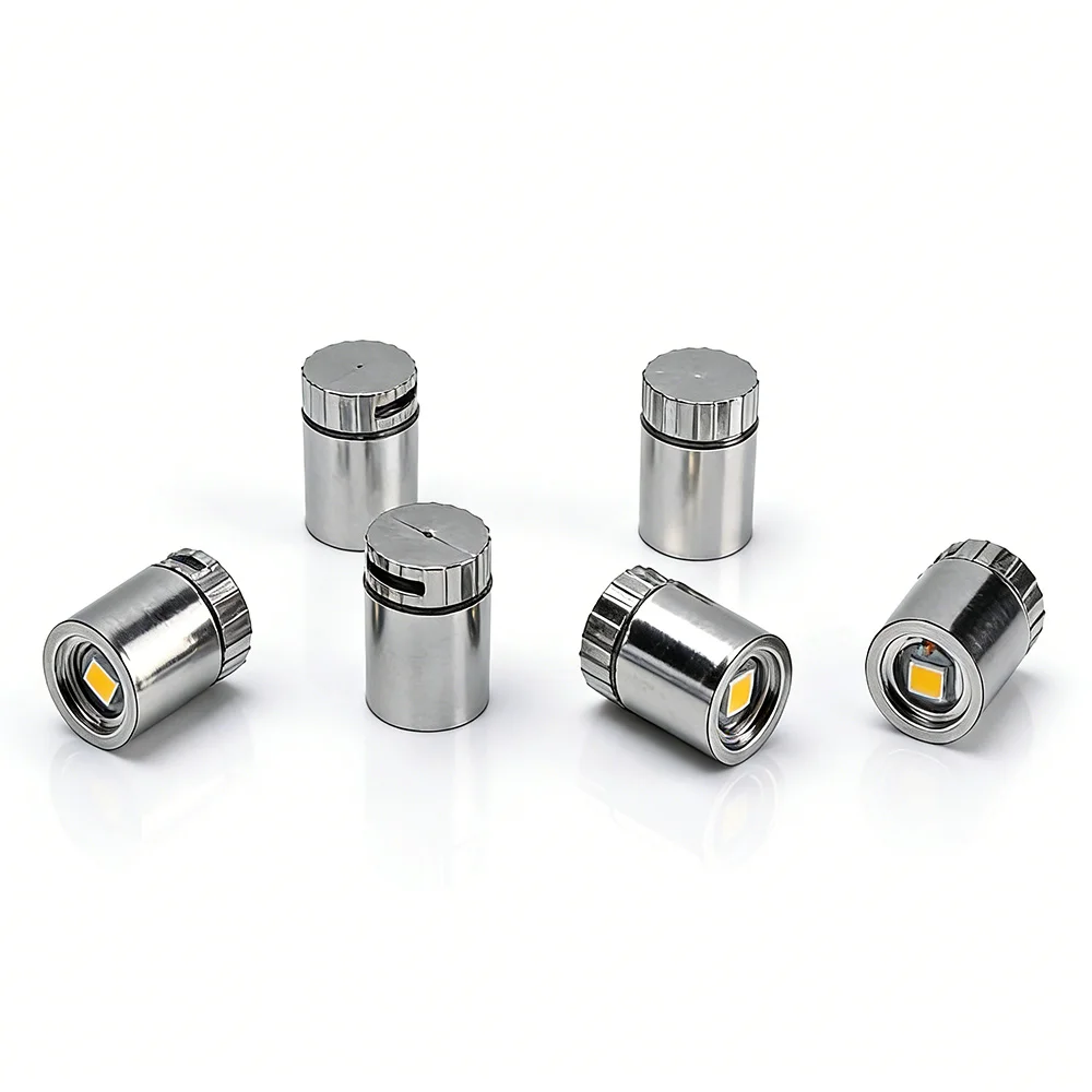 6Pcs DIY Spinning Pen & Dollhouse Tiny Warm Spotlight Electroplated Ultra Mini Light Module Battery Powered for Craft Decoration
