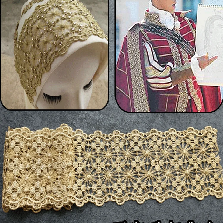 

Купер золотой цветок, эластичная кружевная отделка, эластичная кружевная ткань, аксессуары для свадебного платья своими руками, ширина 14,5 см