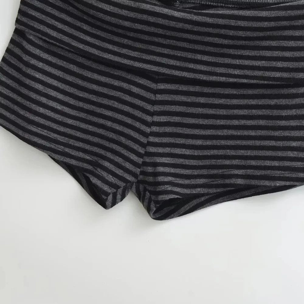 American Style Low Waist Striped Shorts High Elasticity Comfortable Casual Shorts Striped Pattern Short Shorts Summer