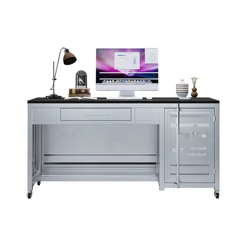 Industrial wind computer desk, desk, chair, wrought iron custom writing desk, study table, retro creative container office table