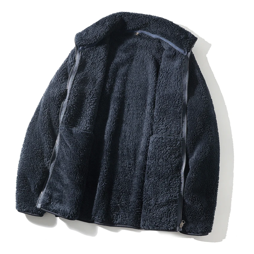 Exquisite Coral Fleece Zipper Collar Open Cardigan Sweatshirt Jacket Ultra Value Autumn Winter Warm Long Sleeve Short Length