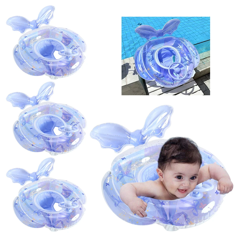 Mermaid Inflatable Swim Ring Swimming Rings Floaties with Seat & Steering Wheel Swim Float Tube Kids Pool Floats for Pool Beach