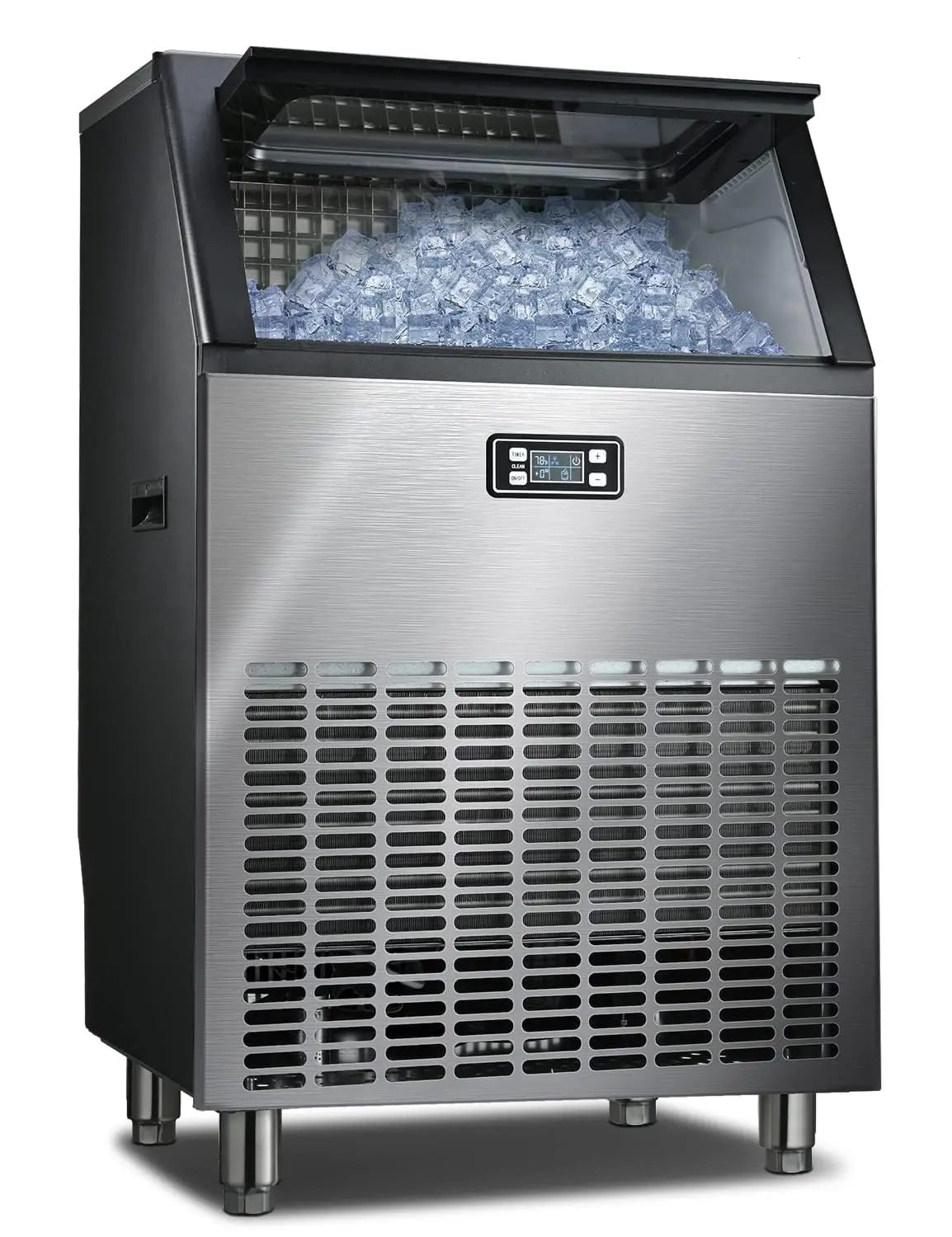 

Commercial Ice Maker Machine, 200lbs/Day, 105 Ice Cubes/Batch in 11-20 Mins, Self-Cleaning, Advanced LCD Panel,, Customized