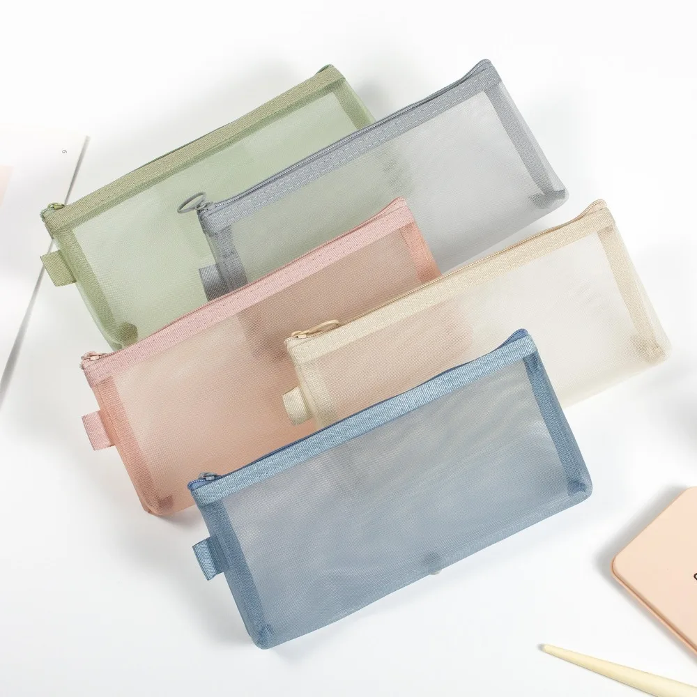 

New Large Capacity Mesh Cosmetic Bag Transparent Mesh Coin Purse Multifunctional Portable Cosmetic Brush Bag