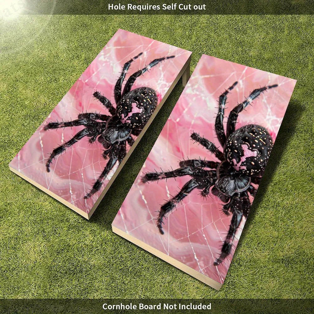 العنكبوت الأسود مع ملصق نمط الويب الوردي، قيمة عالية! شارات رمل من الفينيل المسطح ثنائية الأبعاد - صديقة للبيزانية وقيمة عالية، فقاعة F #4