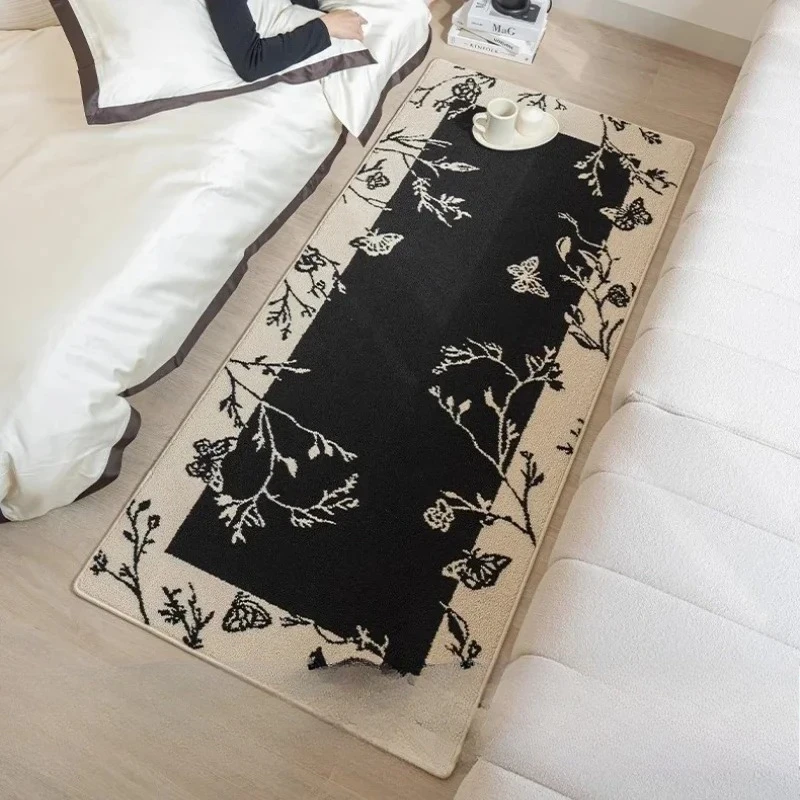 LTT flower butterfly shadow retro bedside waterproof and anti-fouling autumn and winter carpet dirt-resistant floor mat