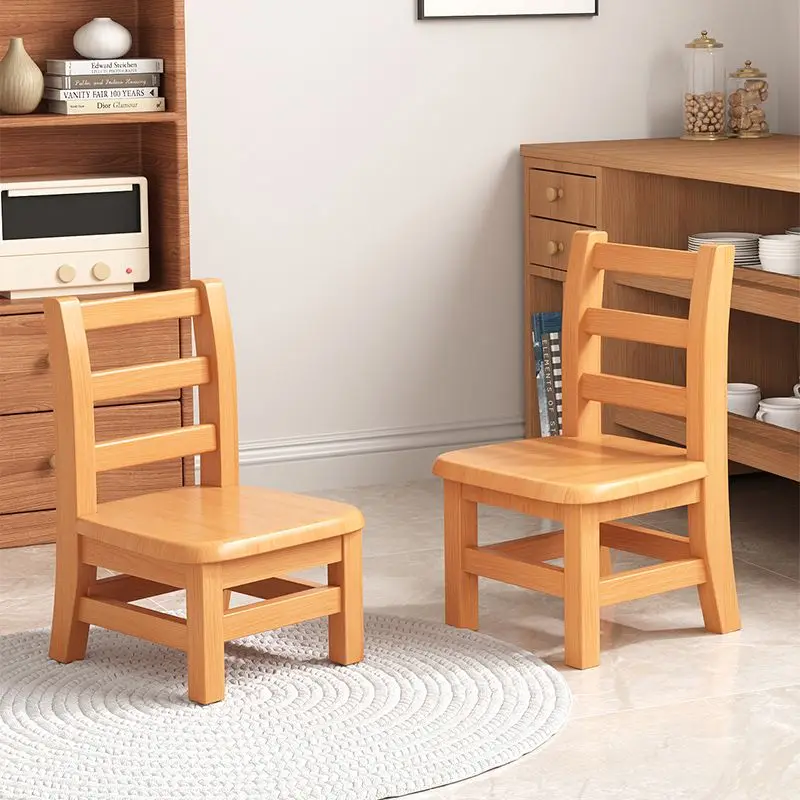 Wooden backrest small chair household stool outdoor sturdy children's kindergarten small short low garden stool