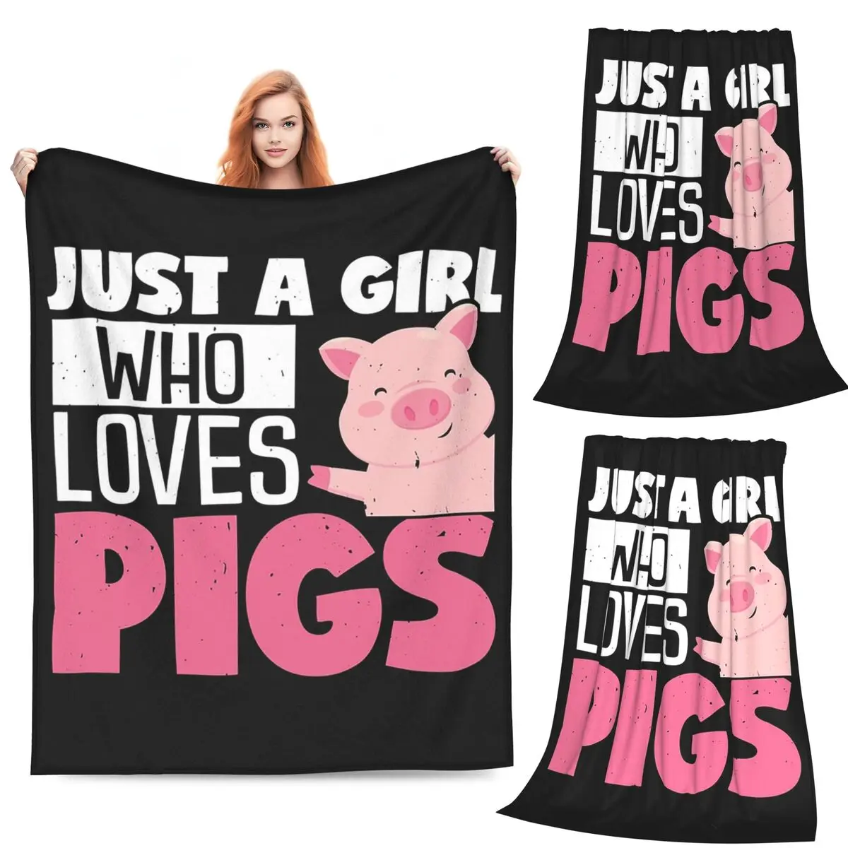 

Just A Girl Who Loves Pigs Blanket Fleece Sofa Throw Blanket Breathable for Couch Bedding Travel Throws Bedspread Quilt