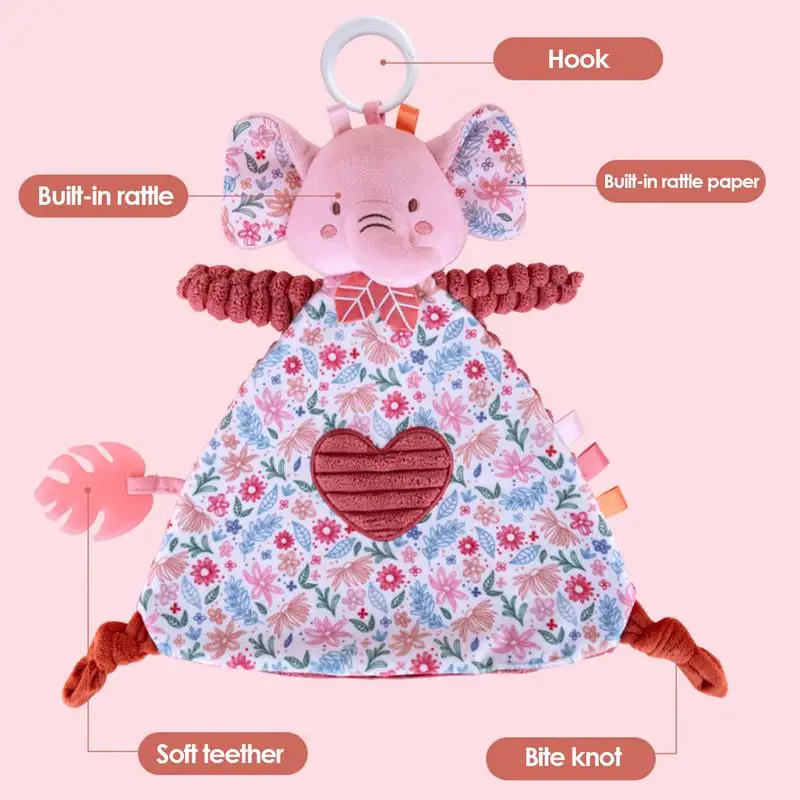 Veiligheidsdekens voor baby's Olifant Bunny Rustgevende deken Zachte Lovey Cartoon Veiligheidsdeken Pluche knuffeldier Snuggler