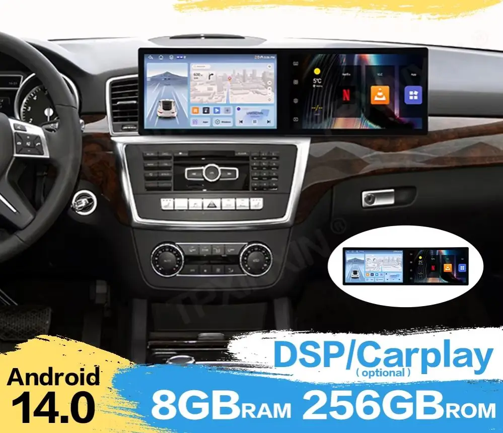Car Radio Stereo Receiver Android Auto For Benz ML 2013~2015 GPS Navigation AI Voice Touch Screen Multi System Player Head Unit