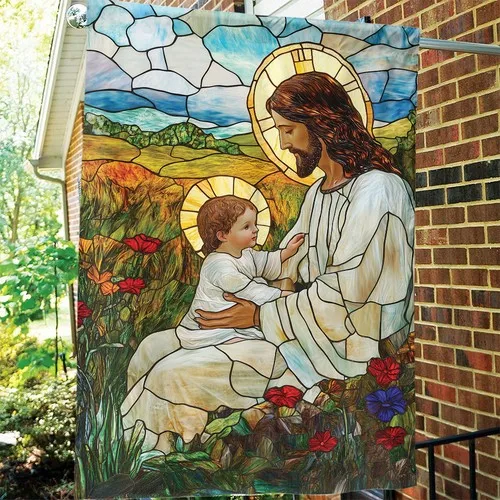 Jesus Blessing The Children Garden Flag Christian Nativity House Flag Yard Decor IIX WZZ yyi