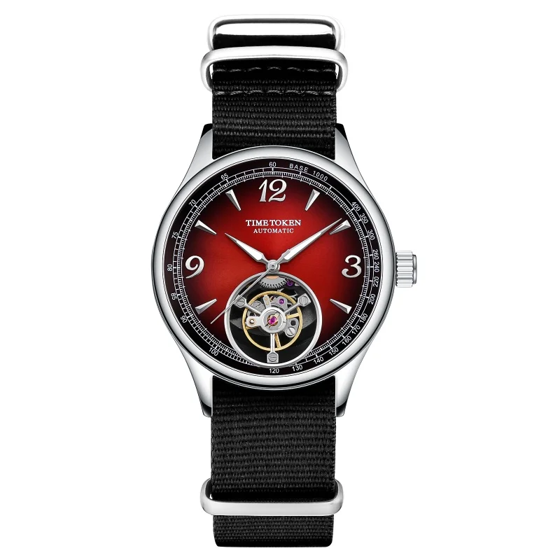 TIME TOKEN T434GS Men's Skeleton Automatic Mechanical Watch 316L Stainless Steel Case Sapphire Crystal 5ATM Water Resistant