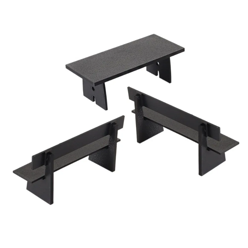 

Набор из 3 миниатюрных предметов мебели: черный стол, стул и скамейка для декора миниатюрного дома, компактный набор для обеденной сцены, миниатюрный.