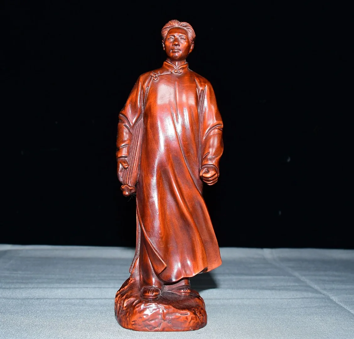 Folk Collection Old Boxwood Young Mao Zedong prominent figure Wenfang Ornaments Worship Hall Town house