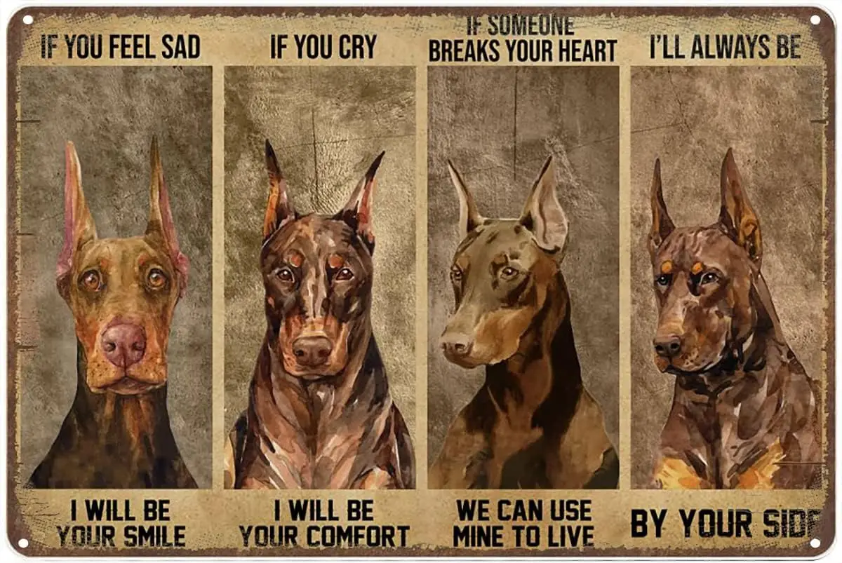 Krouterebs-letrero de hojalata de Metal Retro, Doberman Pinscher, marrón, si se siente, cartel, placa de pared rústica, Vintage, antiguo para