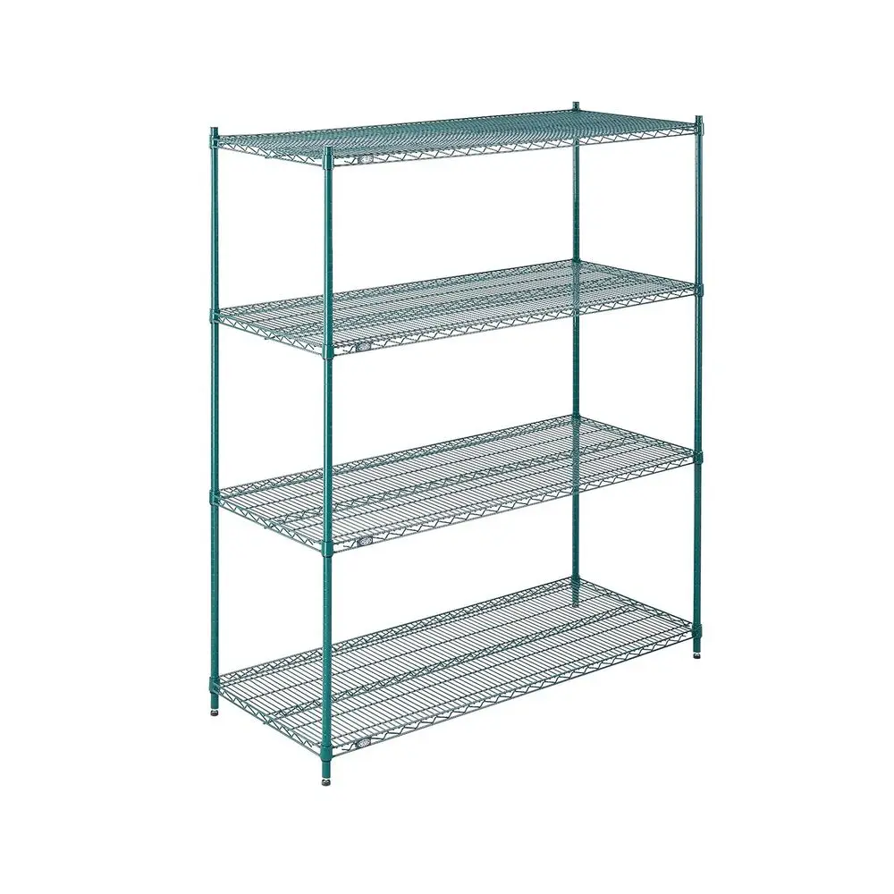 

Green Heavy-Duty 4-Tier Commercial Wire Shelving, 24x60x74 Storage Rack