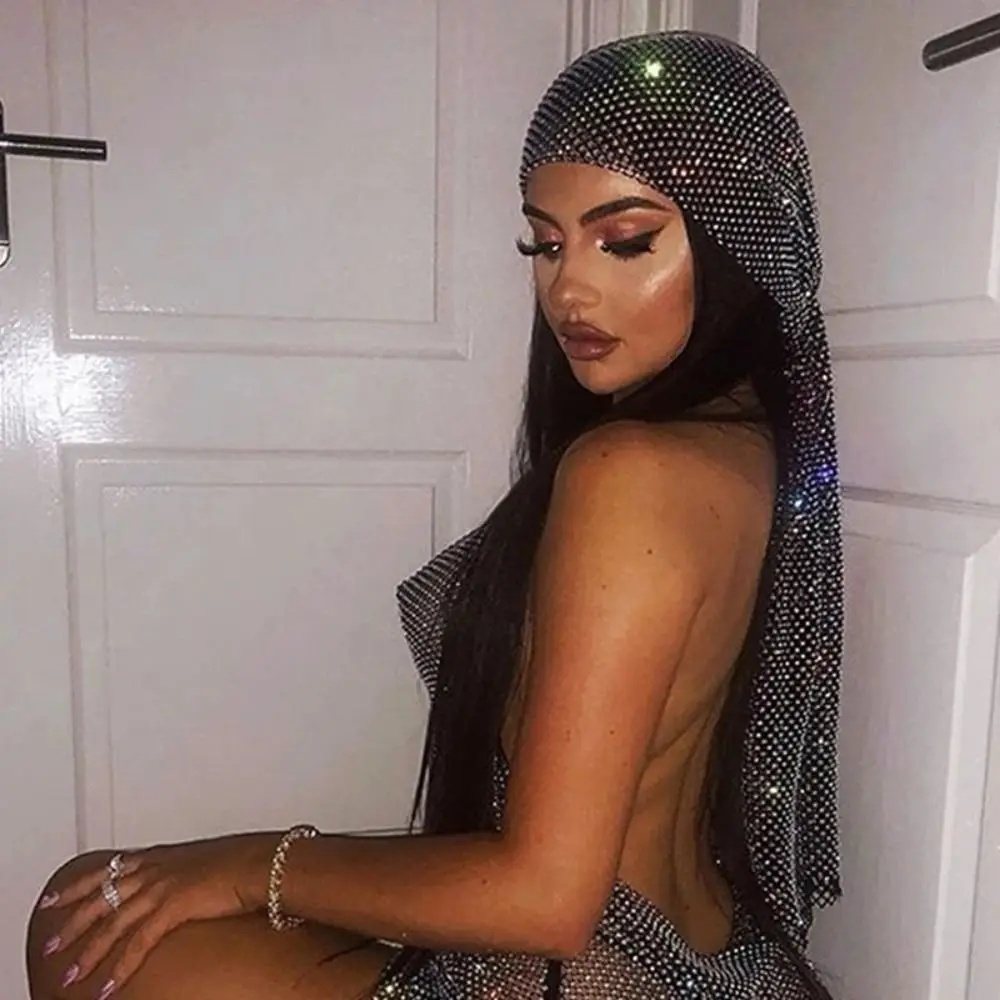 

Универсальная блестящая бандана с стразами, эластичный сетчатый шарф-повязка на голову с кристаллами, эластичный шарф-сетка для рыбалки