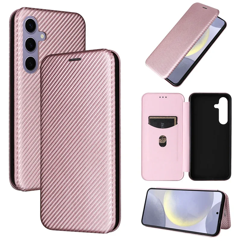 

For Samsung S25 Cover Luxury Carbon Fiber Skin Magnetic Adsorption Full Stand Case For Galaxy S25 Phone Bags