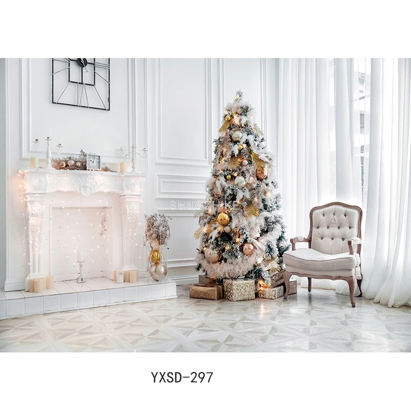 SHUOZHIKE Weihnachten Indoor Thema Fotografie Hintergrund Weihnachtsbaum Kamin Kinder Für Foto Kulissen YXSD-10