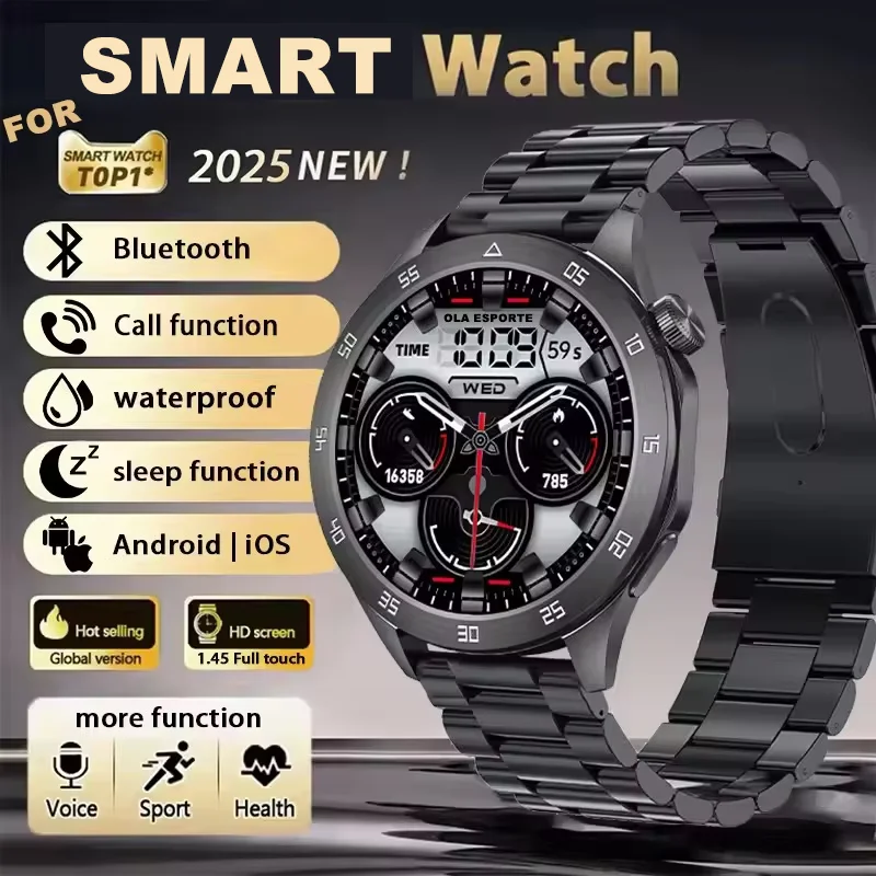 Nuovo Arrivo Astuto Della Vigilanza 5 PRO Uomini Donne AMOLED Schermo GPS traiettoria Frequenza Cardiaca Chiamata Bluetooth SmartWatch 5 Pro Bande Impermeabili